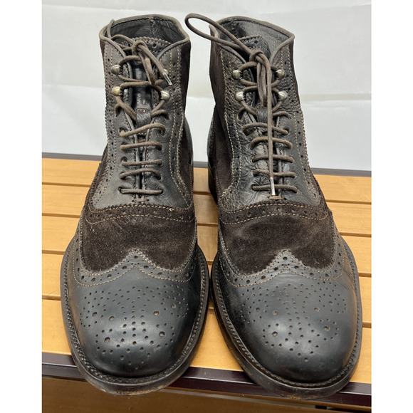 MANFIELD MADE IN ITALY Suede / leather wingtip ankle boots men’s size 43 US 9.5 main image 6